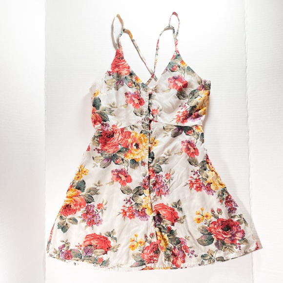 Abercrombie & Fitch White Floral Button Summer Dress PETITE - Picture 4 of 7